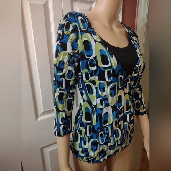 Notations women's size medium petite double layer look long sleeve blouse shirt - Picture 3 of 6